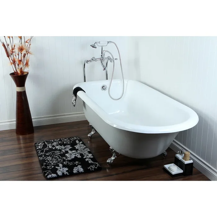 Aqua Eden 67″ Cast Iron Oval Rectangular Roll Top Clawfoot Tub – Kingston Brass