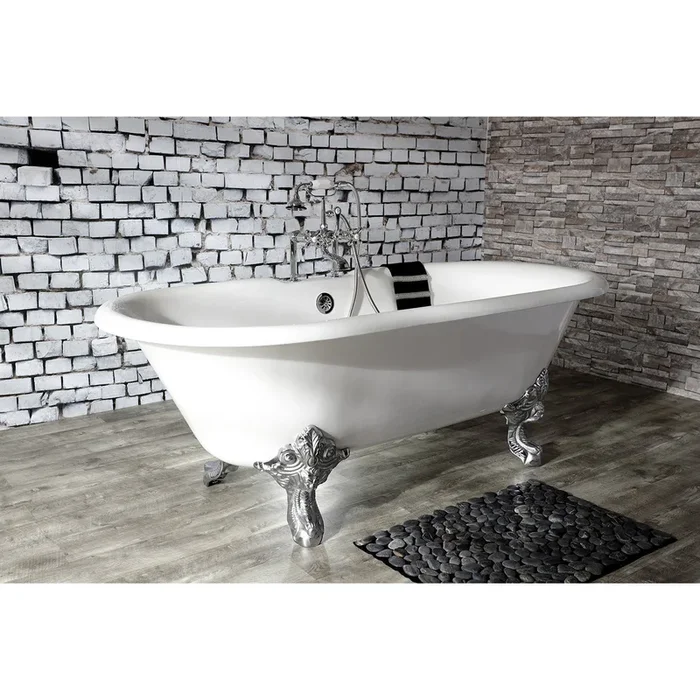 Aqua Eden 72″ Cast Iron Oval Double Ended Clawfoot Tub