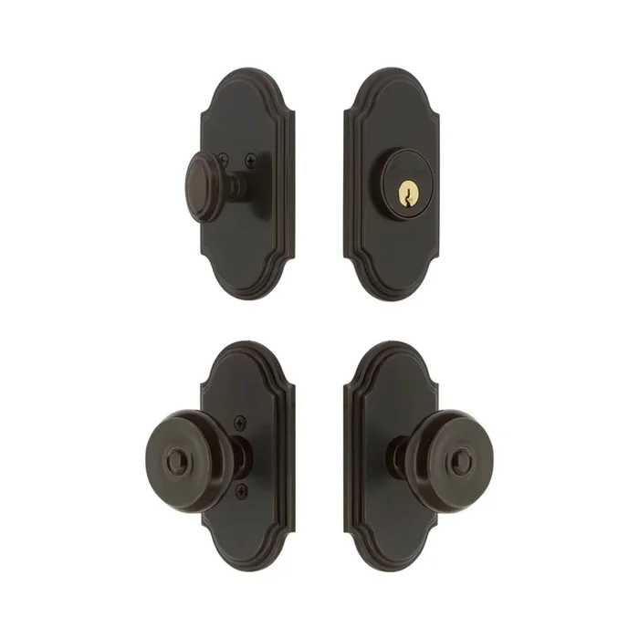 Arc Short Plate Entry Set with Bouton Knob – Timeless Bronze