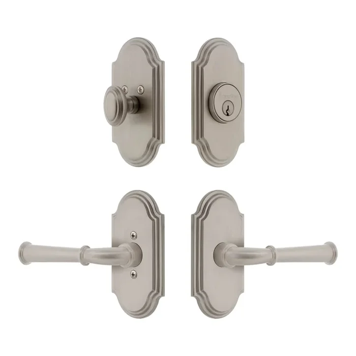 Arc Short Plate Entry Set with Georgetown Lever – Satin Nickel, Left Handed