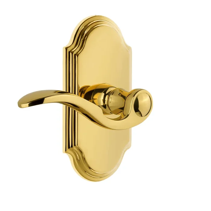 Arc Short Plate with Bellagio Lever in Lifetime Brass – Passage Door Hardware