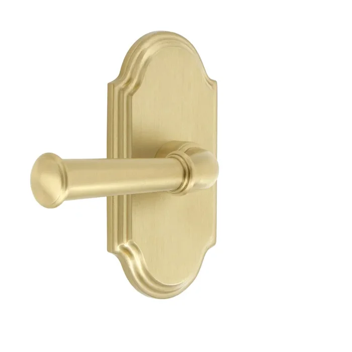 Arc Short Plate with Georgetown Lever in Satin Brass – Grandeur Premium Door Hardware