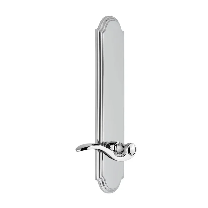 Arc Tall Plate with Bellagio Lever in Bright Chrome – Grandeur Premium Door Hardware