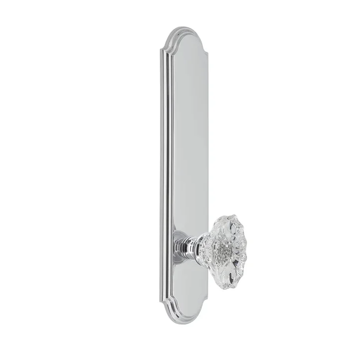 Arc Tall Plate with Biarritz Crystal Knob – Bright Chrome, Privacy Door Hardware