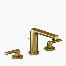 Avid Widespread bathroom sink faucet, 0.5 gpm Widespread in Vibrant Brushed Moderne Brass