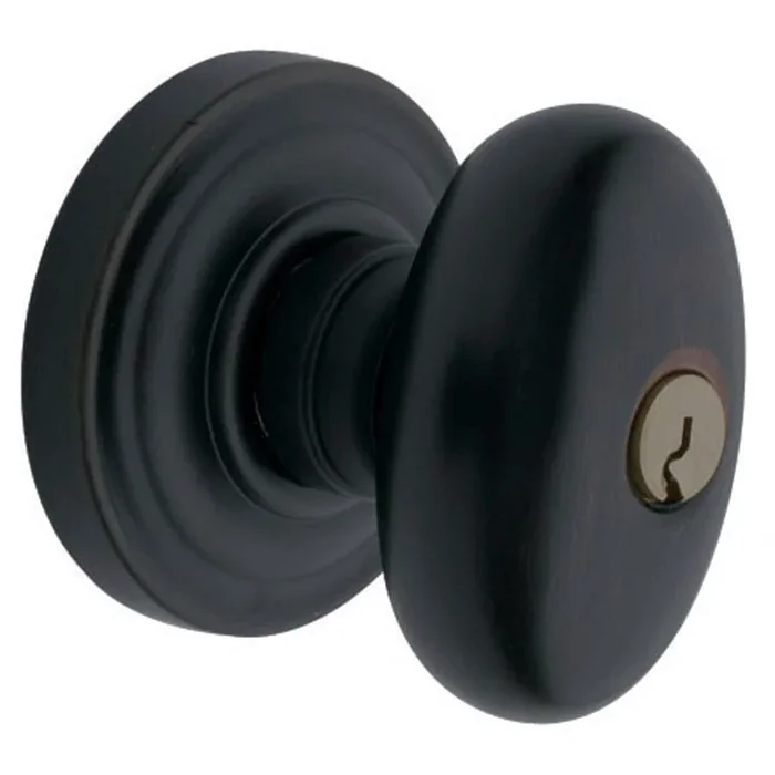 Baldwin Estate 5225 Egg Knob Emergency Egress Keyed Entry Satin Black Finish