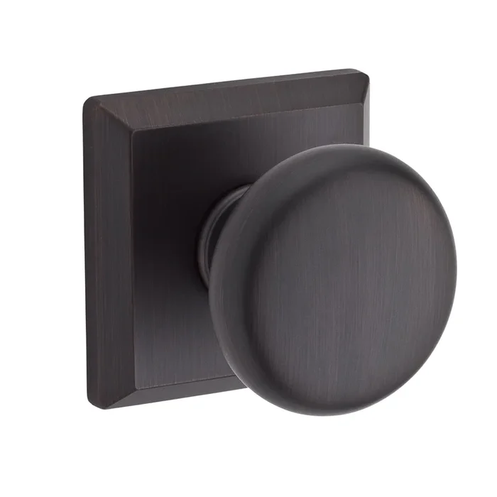 Baldwin Reserve Half Dummy Round Knob with Traditional Square Rose – Venetian Bronze Finish