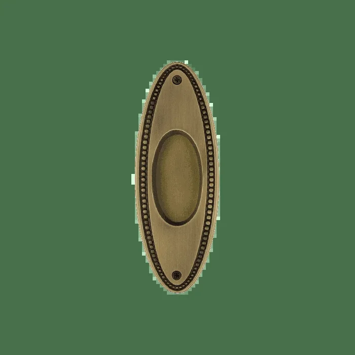 Beaded Flush Pull in Antique Brass – Nostalgic Vintage Door Cabinet Hardware