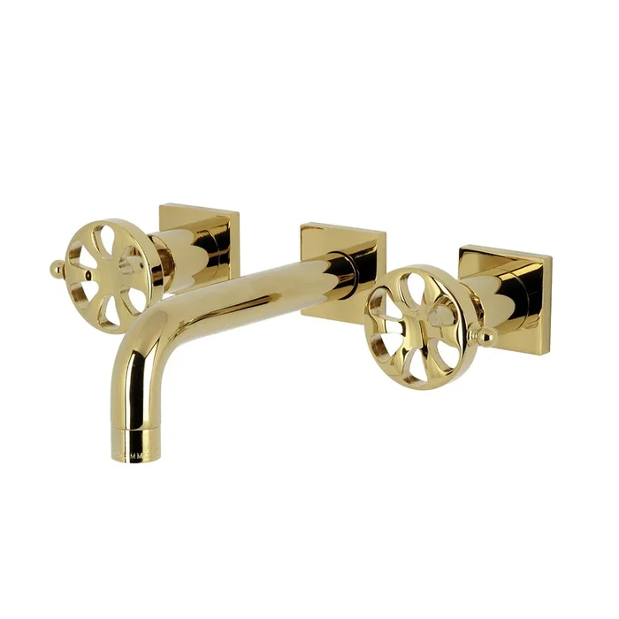 Belknap Double-Handle Wall Mount Bathroom Faucet, Polished Brass – Kingston Brass