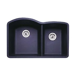 Blanco Diamond 32″ x 20-3/4″ x 9-1/2″ Undermount Unequal Double 1-3/4 Bowl, Anthracite Silgranit Kitchen Sink