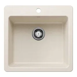 Blanco Liven 21-1/4″ x 20-1/2″ x 8″ Single Bowl Dual Mount, Soft White Silgranit Kitchen Sink