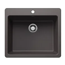 Blanco Liven 25″ x 22″ x 9″ Single Bowl Dual Mount , Cinder Silgranit Kitchen Sink