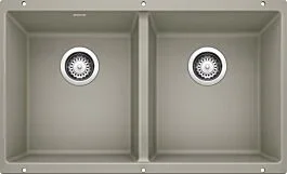 Blanco Precis 29-3/4″ x 18-1/8″ x 8″ Edual Double Bowl, Undermount, Truffle Silgranit Kitchen Sink
