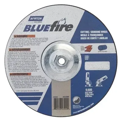 Bluefire Type 27 Depressed Center Wheel, 9 in x 1/8 x 5/8-11, 24 Grit, Zirconia Alumina