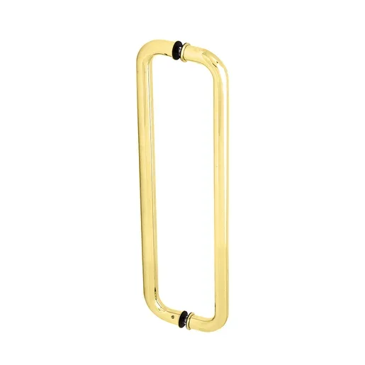 Brass 18″ Glass Mounted Back-to-Back Standard Pull Handle by C.R. Laurence