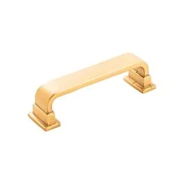 Brighton in Brushed Golden Brass 3-3/4 Inch (96mm) Center to Center, Overall Length 4-3/8 Inch Cabinet Hardware Pull/Handle