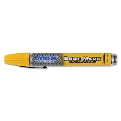 BRITE-MARK 40 Threaded Cap/Barrel Permanent Paint Marker, Valve Action, Medium, Yellow