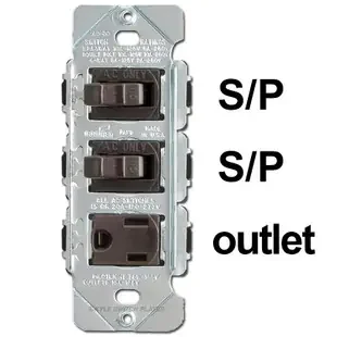 Brown 2 Toggle 1 Outlet Switch Set – Single Pole Despard 15A