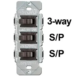 Brown Stacked 3 Toggle Switch Set 3-Way S/P S/P Despard 15A