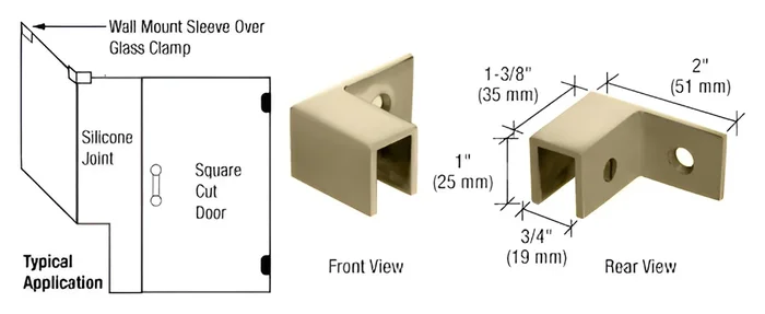 Brushed Bronze Left Hand Wall Mount Glass Clamp by C.R. Laurence