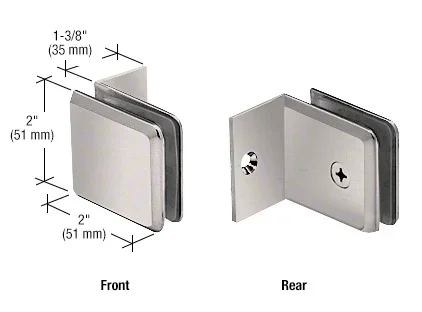 Brushed Nickel Fixed Panel Beveled Clamp With Small Leg – C.R. Laurence