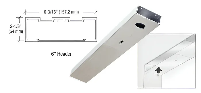 Brushed Stainless 6″ x 36″ Single Door Header by C.R. Laurence