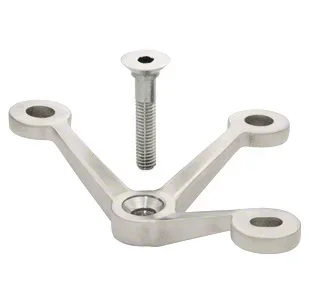 Brushed Stainless Mini-Post Mount 3-Arm Spider Fitting by C.R. Laurence