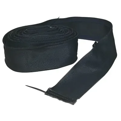 Cable Cover with Zipper, 3 in W, 22 ft L, Medium Size, Black Nylon