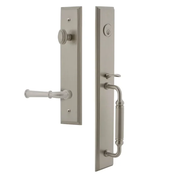 Carr One-Piece Handleset with C Grip and Georgetown Lever – Satin Nickel