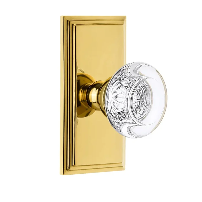 Carr Short Plate with Bordeaux Crystal Knob in Lifetime Brass – Grandeur