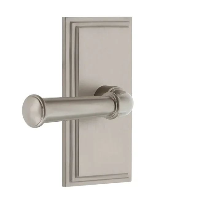 Carr Short Plate with Georgetown Lever in Satin Nickel – Double Dummy Interior Set