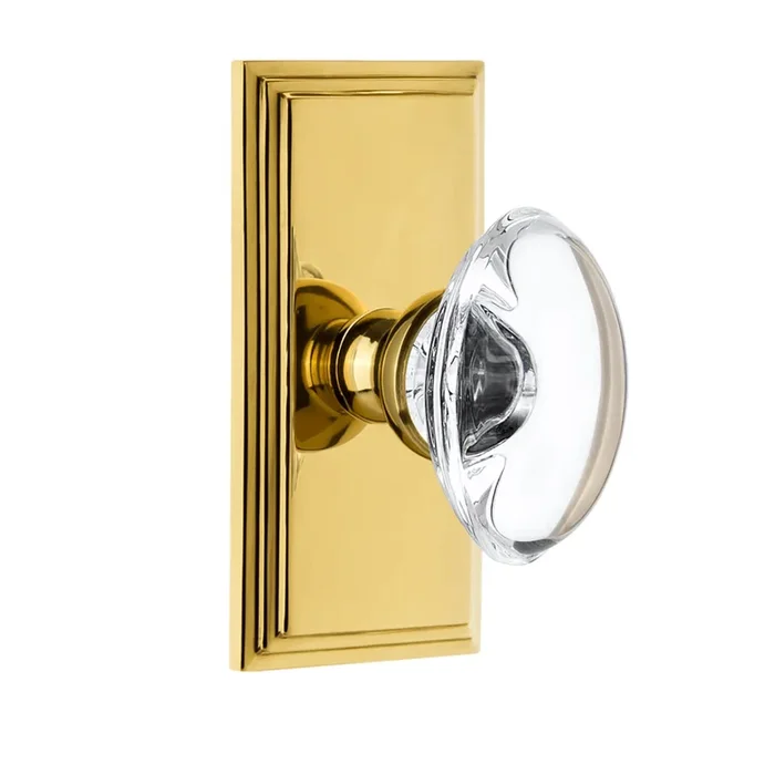 Carr Short Plate with Provence Crystal Knob in Lifetime Brass