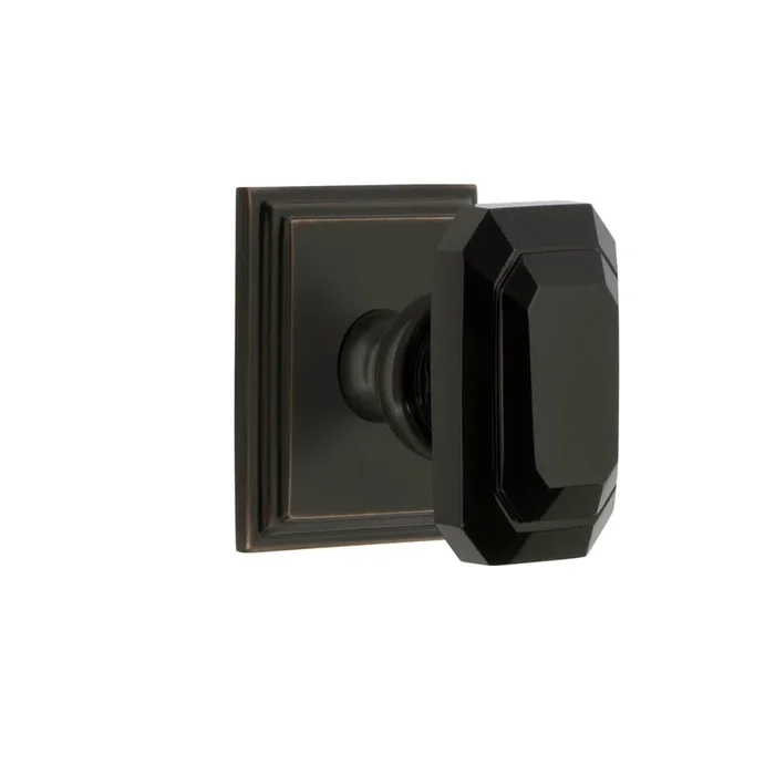 Carr Square Rosette with Baguette Black Crystal Knob in Timeless Bronze