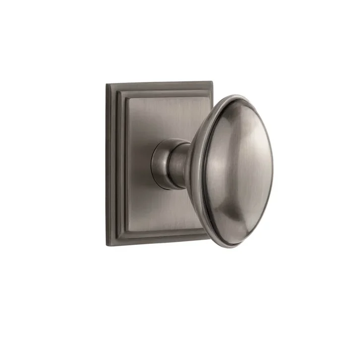 Carr Square Rosette with Eden Prairie Knob in Antique Pewter – Grandeur