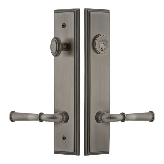 Carr Tall Plate Entry Set with Georgetown Lever – Antique Pewter Finish