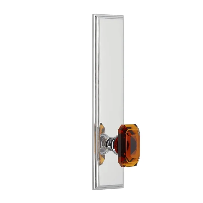 Carr Tall Plate with Baguette Amber Knob – Bright Chrome Finish