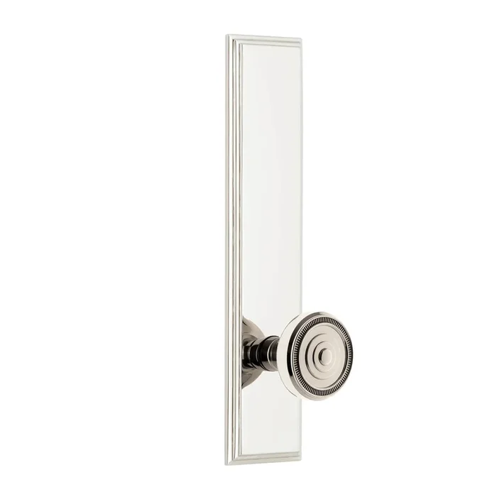 Carr Tall Plate with Soleil Knob in Polished Nickel – Grandeur Privacy Hardware