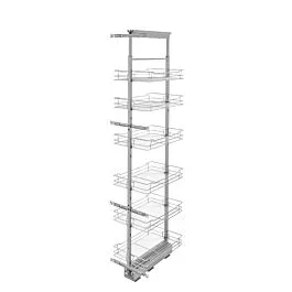 Chrome Basket Pantry Pullout Soft Close, with 6 Baskets, 14 inch