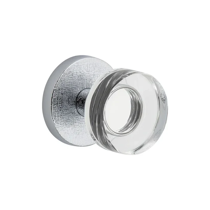 Circolo Linen Rosette with Circolo Crystal Knob in Bright Chrome – Luxury Door Hardware