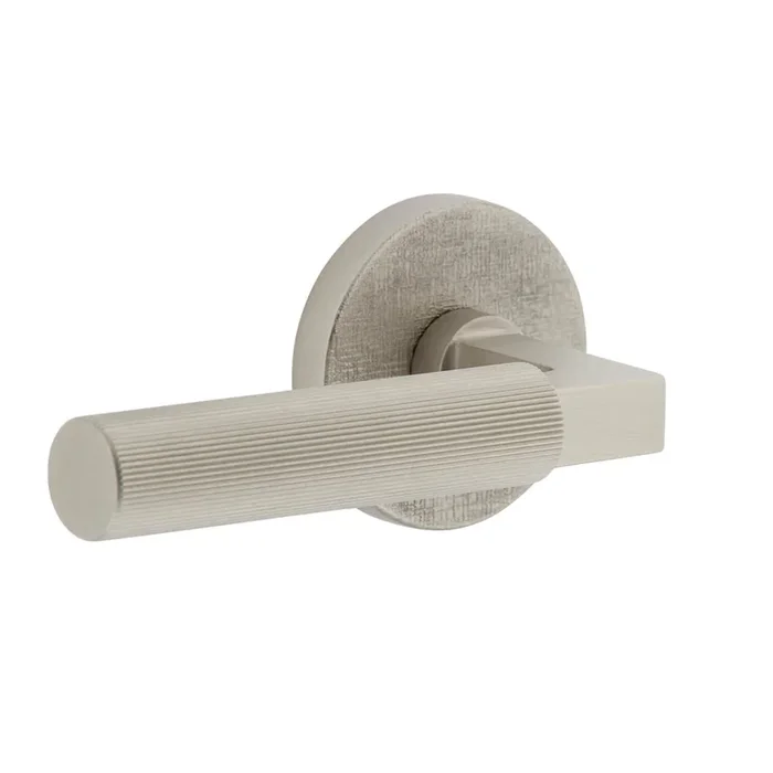 Circolo Linen Rosette with Contempo Fluted Lever – Satin Nickel Finish