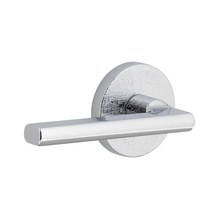 Circolo Linen Rosette with Milano Lever in Bright Chrome – Luxury Door Hardware