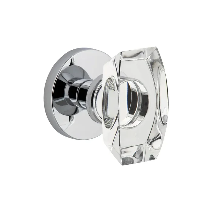 Circolo Rosette with Stella Crystal Knob in Bright Chrome – Viaggio Luxury Door Hardware