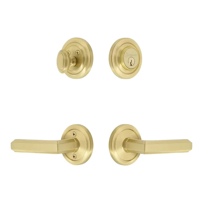 Circulaire Rosette Entry Set with Carre Lever – Satin Brass Finish