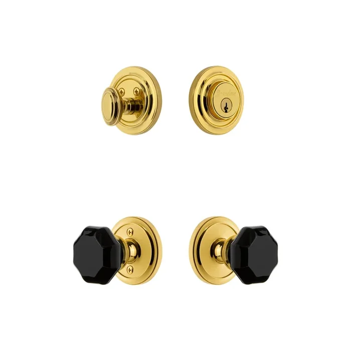 Circulaire Rosette Entry Set with Lyon Knob – Lifetime Brass Finish