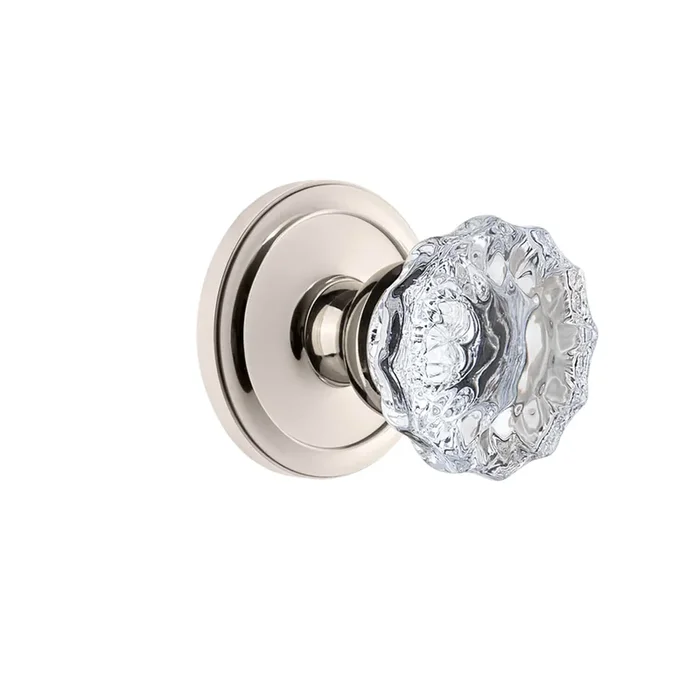 Circulaire Rosette with Fontainebleau Crystal Knob – Polished Nickel