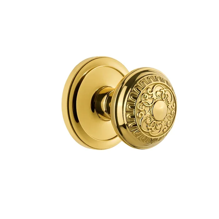 Circulaire Rosette with Windsor Knob in Polished Brass – Grandeur Premium Hardware