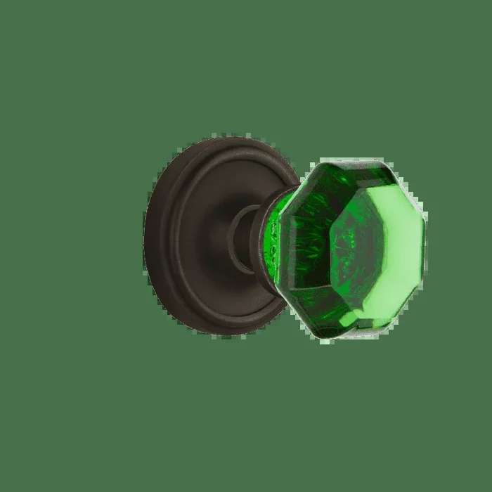 Classic Rosette with Emerald Waldorf Knob in Oil-Rubbed Bronze