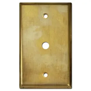 Coax TV Cable Cover Plate for .375‘‘ Jack – Raw Unlacquered Brass
