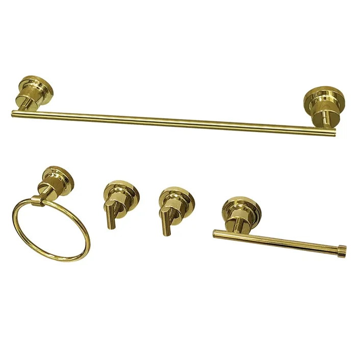 Concord 5-Piece 18″ Towel Bar Bathroom Accessory Set – Polished Brass