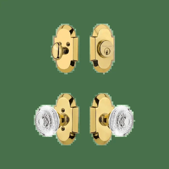 Cottage Entry Set with Crystal Egg Dart Knob in Polished Brass – Nostalgic Vintage Hardware